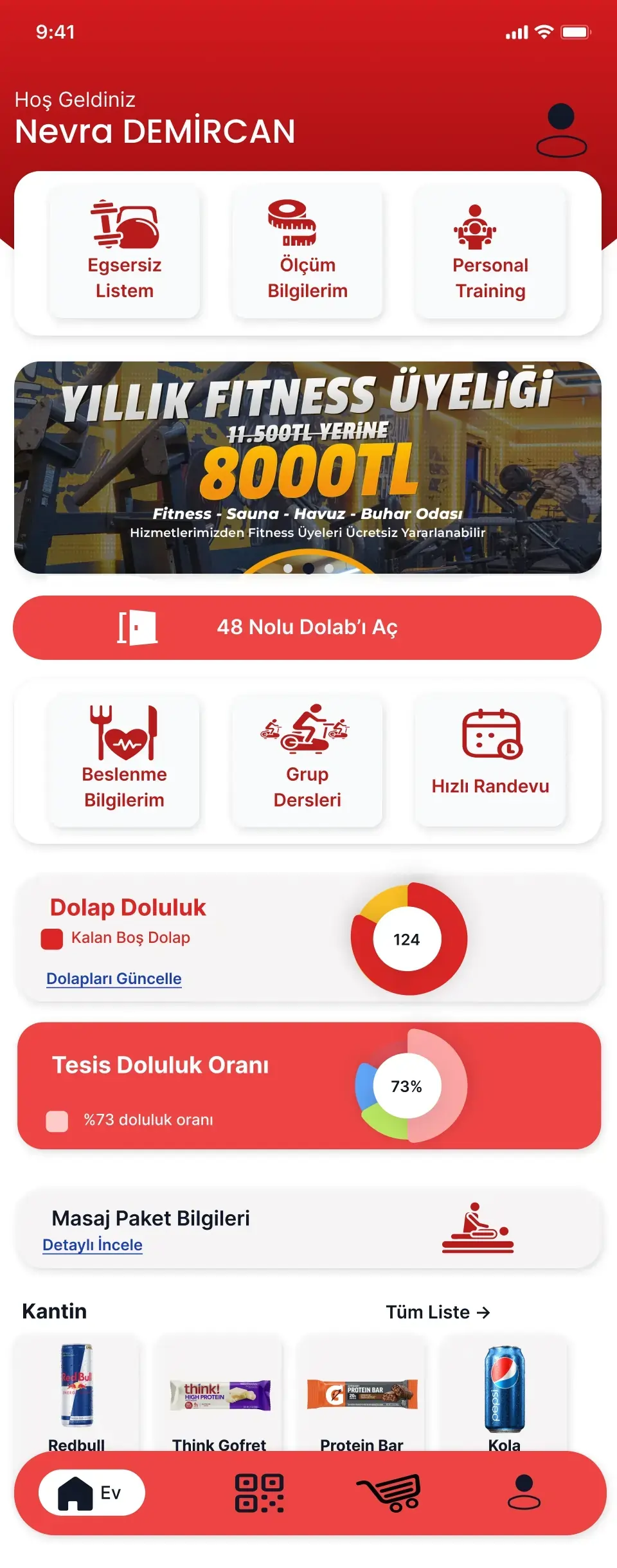 GymExxtra app screenshot - Home page